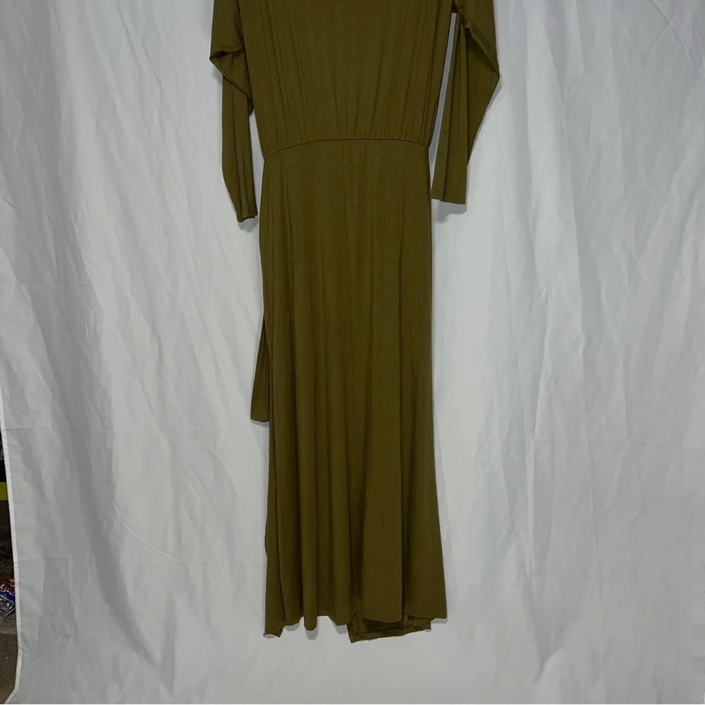 NEW FREE PEOPLE ALYSSA LONG SLEEVE WRAP DRESS OLIVE size small NWT - Picture 2 of 8